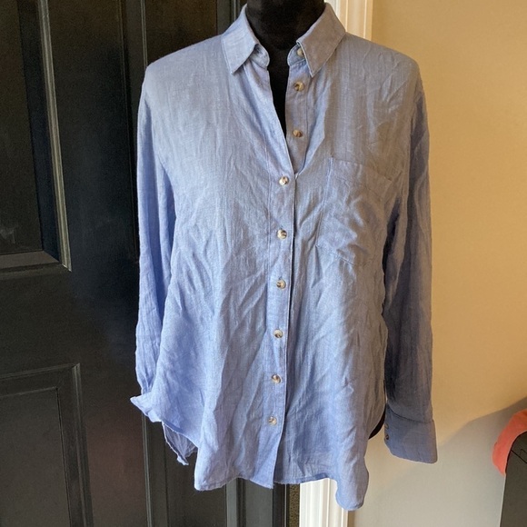 FREE PEOPLE Blue Button Down Shirt Size XS - Picture 3 of 9